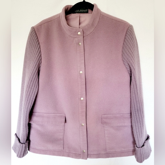 Harve Benard by Benard Holtzman Women's Wool Jacket Snap Knit Sleeve Lavender 16 - Picture 2 of 16